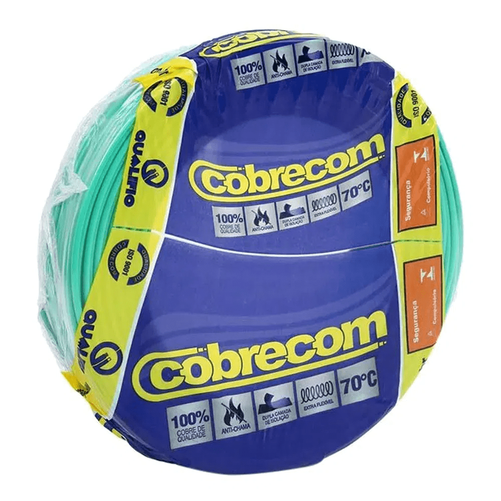 Fio/Cabo Elétrico Flexível Antichamas Verde 2,5MM 100M - Cobrecom